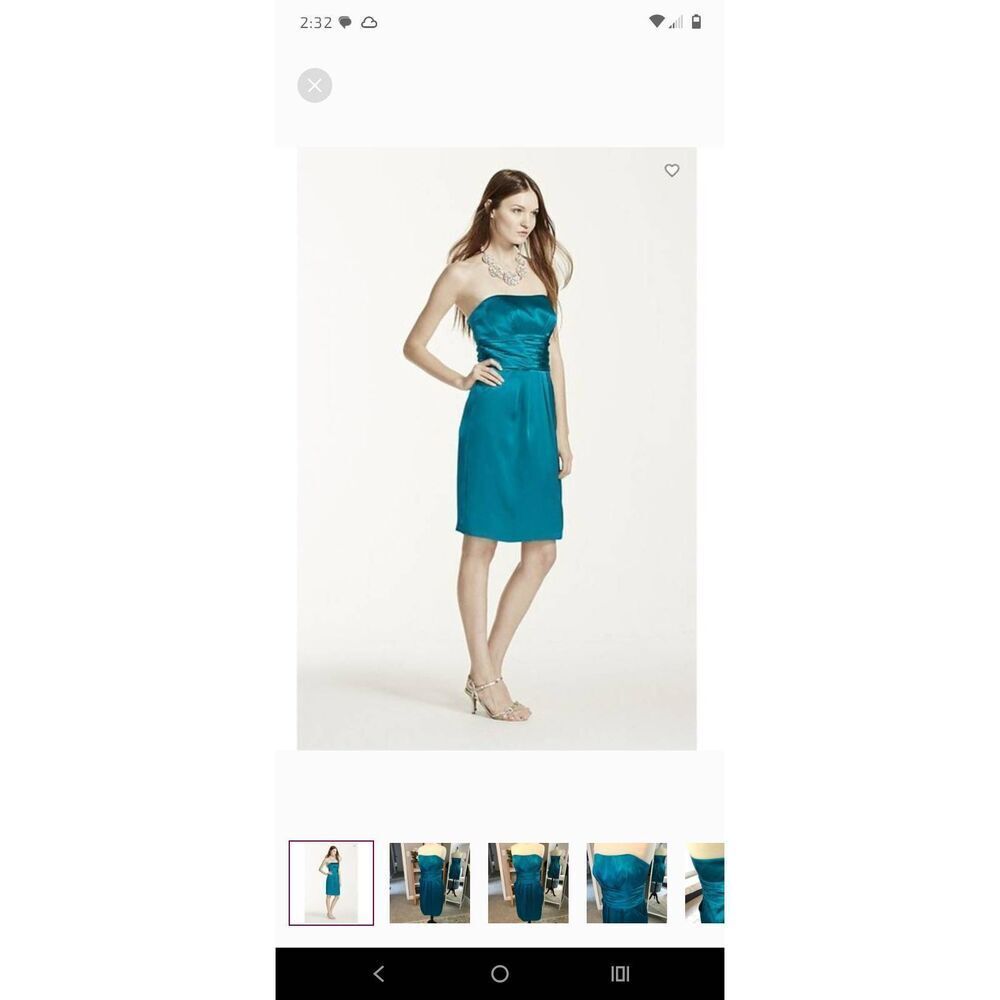 Size 12 Davids Bridal Oasis Blue Short Charmeise Dress with Pockets